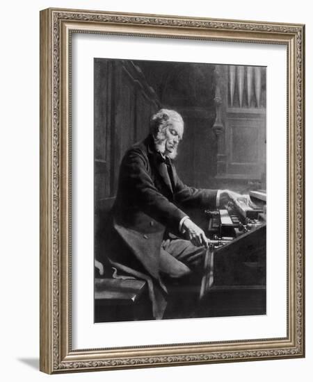 Cesar Franck at the Console of the Organ at St. Clotilde Basilica, Paris, 1885-Jeanne Rongier-Framed Giclee Print