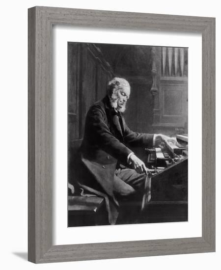 Cesar Franck at the Console of the Organ at St. Clotilde Basilica, Paris, 1885-Jeanne Rongier-Framed Giclee Print