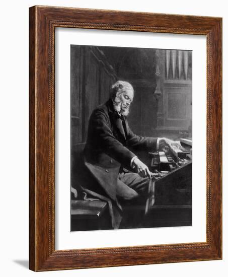 Cesar Franck at the Console of the Organ at St. Clotilde Basilica, Paris, 1885-Jeanne Rongier-Framed Giclee Print