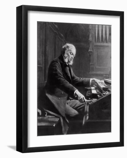 Cesar Franck at the Console of the Organ at St. Clotilde Basilica, Paris, 1885-Jeanne Rongier-Framed Giclee Print