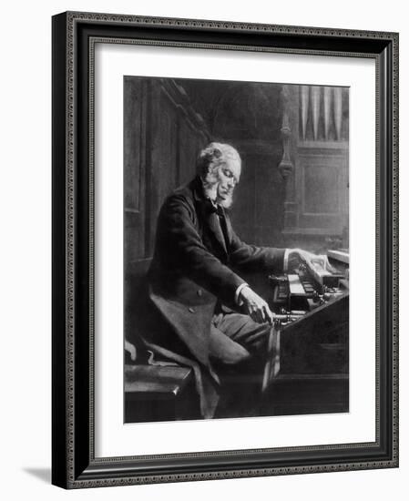 Cesar Franck at the Console of the Organ at St. Clotilde Basilica, Paris, 1885-Jeanne Rongier-Framed Giclee Print