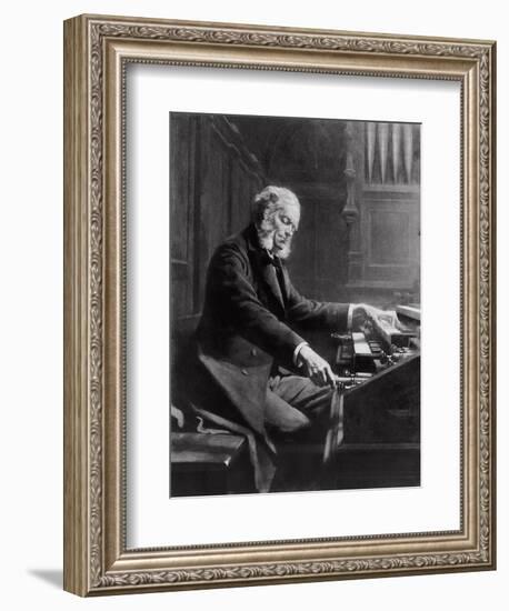 Cesar Franck at the Console of the Organ at St. Clotilde Basilica, Paris, 1885-Jeanne Rongier-Framed Giclee Print