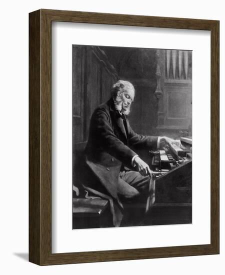 Cesar Franck at the Console of the Organ at St. Clotilde Basilica, Paris, 1885-Jeanne Rongier-Framed Giclee Print