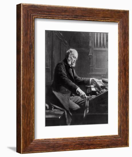 Cesar Franck at the Console of the Organ at St. Clotilde Basilica, Paris, 1885-Jeanne Rongier-Framed Giclee Print