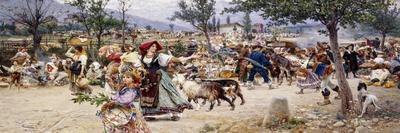 Market Day, Near Rome-Cesare Tiratelli-Mounted Giclee Print