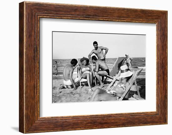 Cesenatico: the happy life on an Italian beach,1960.-Erich Lessing-Framed Photographic Print