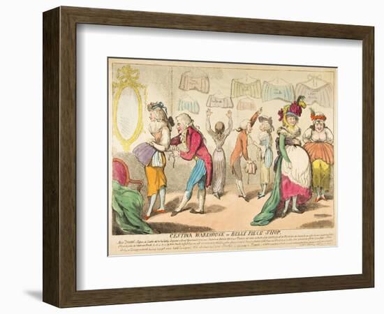 Cestina Warehouse or Belly Piece Shop, Pub. 1793 (Hand Coloured Engraving)-Isaac Cruikshank-Framed Giclee Print