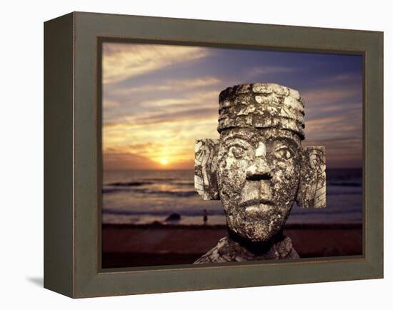 Chacmool Statue, Cancun, Mexico-Demetrio Carrasco-Framed Premier Image Canvas