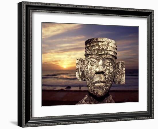 Chacmool Statue, Cancun, Mexico-Demetrio Carrasco-Framed Photographic Print