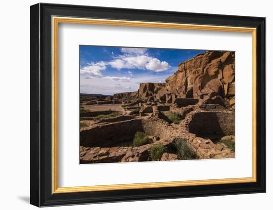 Chaco Ruins in the Chaco Culture Nat'l Historic Park, UNESCO World Heritage Site, New Mexico, USA-Michael Runkel-Framed Photographic Print