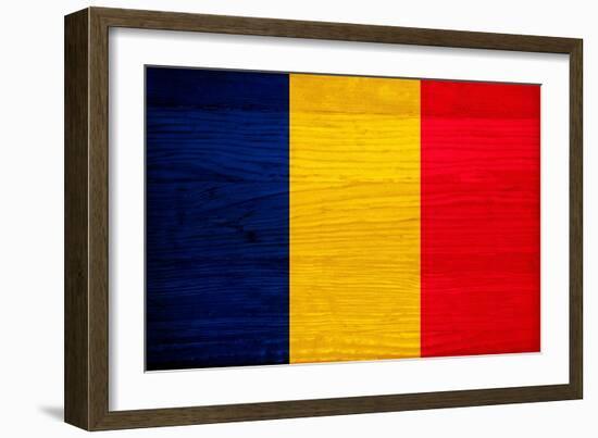 Chad Flag Design with Wood Patterning - Flags of the World Series-Philippe Hugonnard-Framed Premium Giclee Print