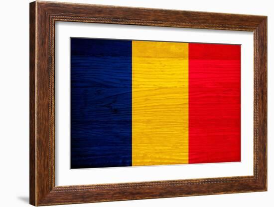 Chad Flag Design with Wood Patterning - Flags of the World Series-Philippe Hugonnard-Framed Premium Giclee Print