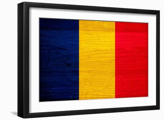 Chad Flag Design with Wood Patterning - Flags of the World Series-Philippe Hugonnard-Framed Premium Giclee Print