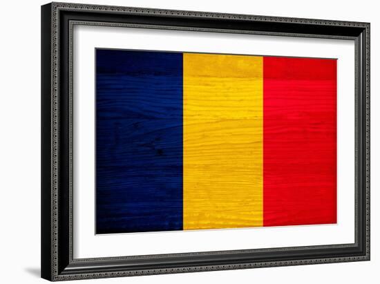 Chad Flag Design with Wood Patterning - Flags of the World Series-Philippe Hugonnard-Framed Premium Giclee Print