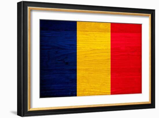 Chad Flag Design with Wood Patterning - Flags of the World Series-Philippe Hugonnard-Framed Premium Giclee Print