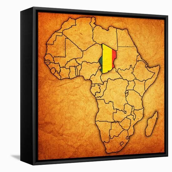 Chad on Actual Map of Africa-michal812-Framed Stretched Canvas