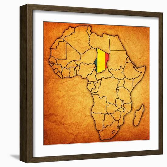 Chad on Actual Map of Africa-michal812-Framed Art Print