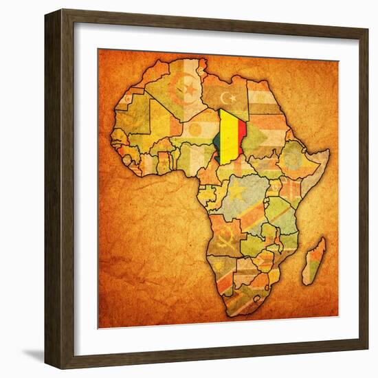 Chad on Actual Map of Africa-michal812-Framed Art Print