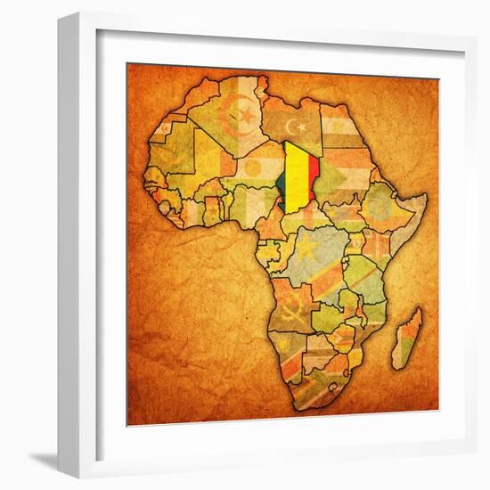 Chad on Actual Map of Africa-michal812-Framed Art Print