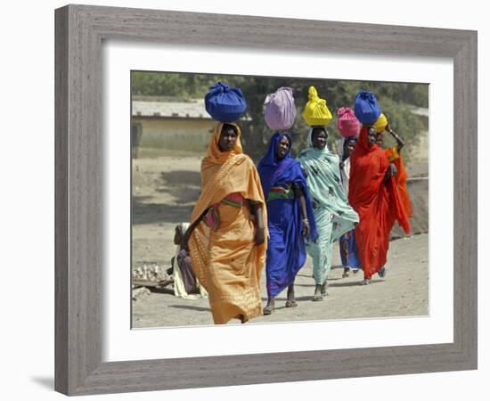 Chadian Refugees Walk Inside a Refugee Camp at the Border Town of Kousseri, Cameroon-null-Framed Photographic Print