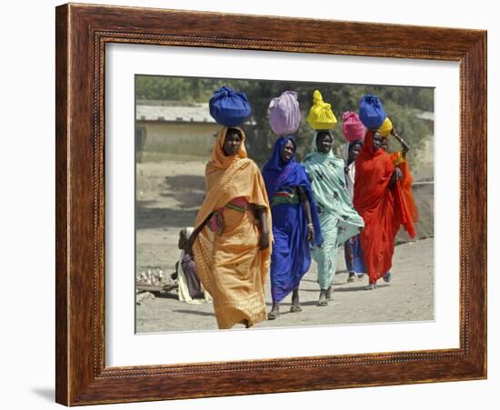 Chadian Refugees Walk Inside a Refugee Camp at the Border Town of Kousseri, Cameroon-null-Framed Photographic Print