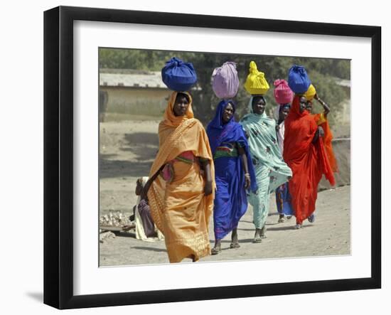 Chadian Refugees Walk Inside a Refugee Camp at the Border Town of Kousseri, Cameroon-null-Framed Photographic Print