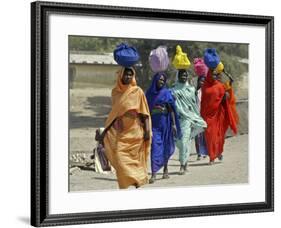 Chadian Refugees Walk Inside a Refugee Camp at the Border Town of Kousseri, Cameroon-null-Framed Photographic Print
