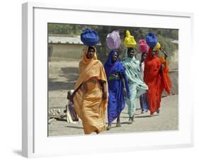 Chadian Refugees Walk Inside a Refugee Camp at the Border Town of Kousseri, Cameroon-null-Framed Photographic Print