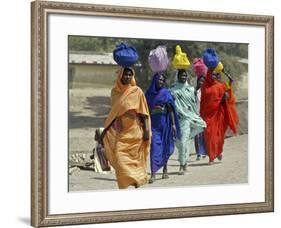 Chadian Refugees Walk Inside a Refugee Camp at the Border Town of Kousseri, Cameroon-null-Framed Photographic Print