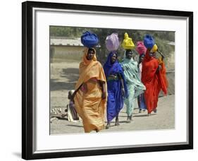 Chadian Refugees Walk Inside a Refugee Camp at the Border Town of Kousseri, Cameroon-null-Framed Photographic Print