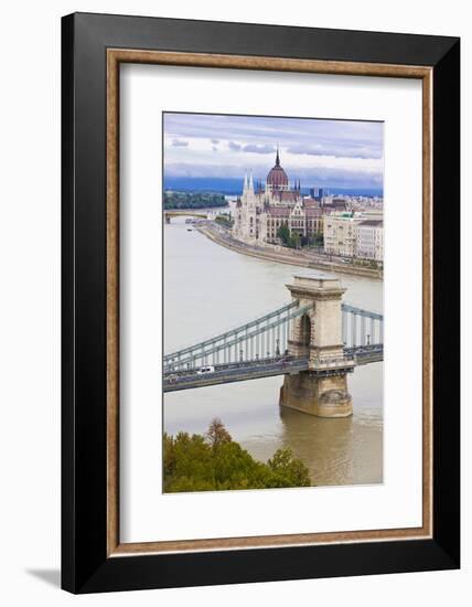 Chain Bridge across the Danube, Budapest, Hungary, Europe-Michael Runkel-Framed Photographic Print