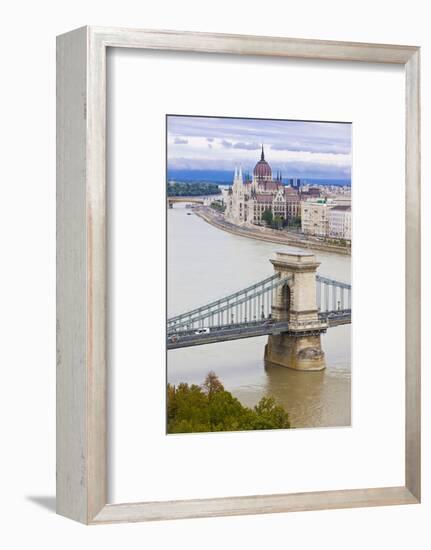 Chain Bridge across the Danube, Budapest, Hungary, Europe-Michael Runkel-Framed Photographic Print