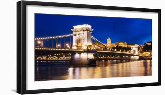 Chain Bridge and Buda Castle at Night, UNESCO World Heritage Site, Budapest, Hungary, Europe-Ben Pipe-Framed Photographic Print