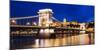 Chain Bridge and Buda Castle at Night, UNESCO World Heritage Site, Budapest, Hungary, Europe-Ben Pipe-Mounted Photographic Print