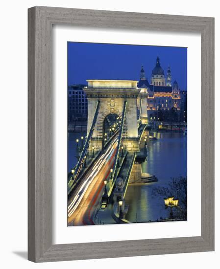 Chain Bridge and Danube River, Budapest, Hungary-Doug Pearson-Framed Photographic Print