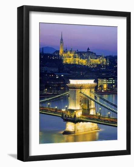 Chain Bridge and Danube River, Budapest, Hungary-Doug Pearson-Framed Photographic Print