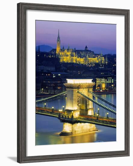 Chain Bridge and Danube River, Budapest, Hungary-Doug Pearson-Framed Photographic Print