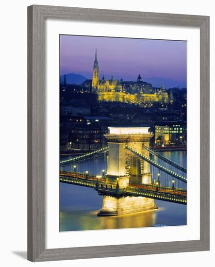 Chain Bridge and Danube River, Budapest, Hungary-Doug Pearson-Framed Photographic Print