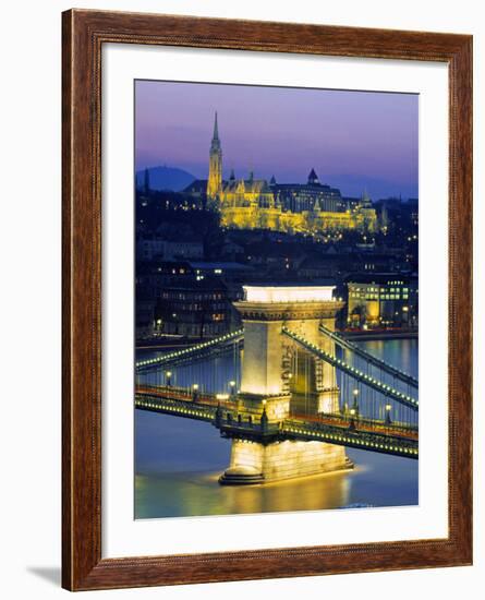 Chain Bridge and Danube River, Budapest, Hungary-Doug Pearson-Framed Photographic Print