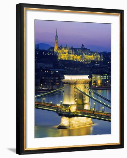 Chain Bridge and Danube River, Budapest, Hungary-Doug Pearson-Framed Photographic Print