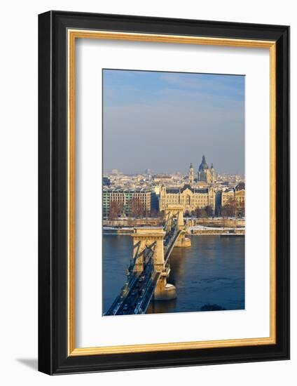 Chain Bridge and River Danube on a Winters Afternoon-Doug Pearson-Framed Photographic Print