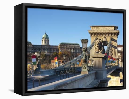 Chain Bridge and Royal Palace on Castle Hill, Budapest, Hungary-Doug Pearson-Framed Premier Image Canvas