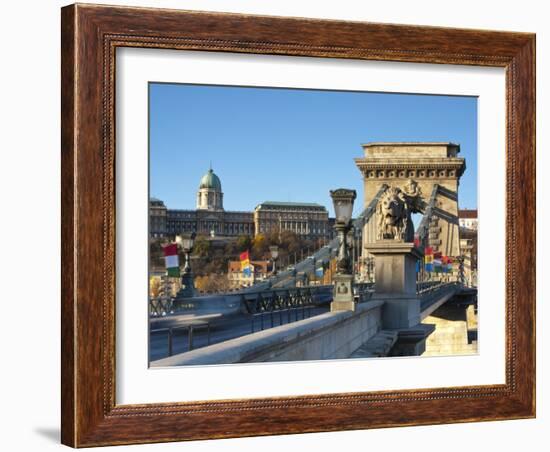 Chain Bridge and Royal Palace on Castle Hill, Budapest, Hungary-Doug Pearson-Framed Photographic Print