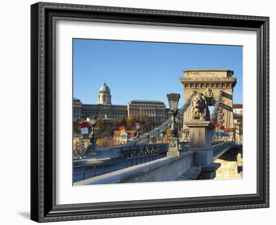 Chain Bridge and Royal Palace on Castle Hill, Budapest, Hungary-Doug Pearson-Framed Photographic Print