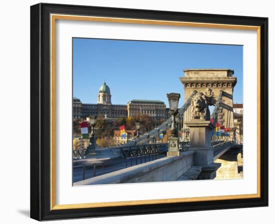 Chain Bridge and Royal Palace on Castle Hill, Budapest, Hungary-Doug Pearson-Framed Photographic Print