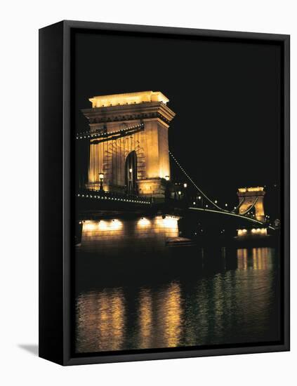 Chain Bridge (At Night), Budapest, Hungary-Peter Thompson-Framed Premier Image Canvas