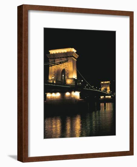 Chain Bridge (At Night), Budapest, Hungary-Peter Thompson-Framed Photographic Print