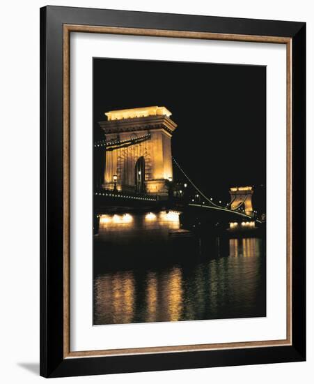 Chain Bridge (At Night), Budapest, Hungary-Peter Thompson-Framed Photographic Print