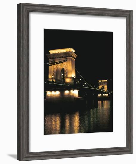 Chain Bridge (At Night), Budapest, Hungary-Peter Thompson-Framed Photographic Print