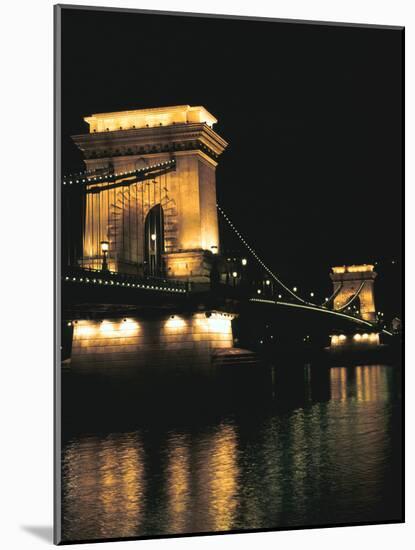Chain Bridge (At Night), Budapest, Hungary-Peter Thompson-Mounted Photographic Print